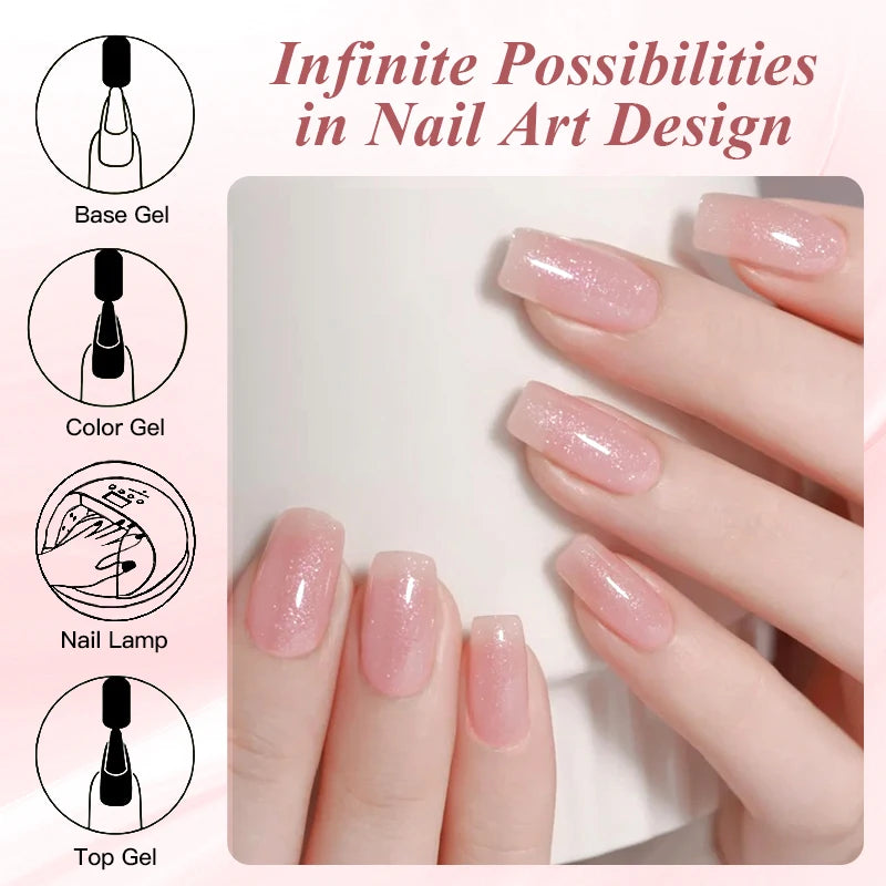 6pcs Nude Jelly Gel Nail Polish Set Summer Nails Sheer Translucent Nail Gel for Manicure Nail Supplies Soak Off UV Led Varnish