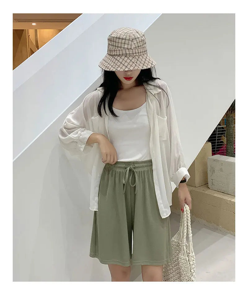 New Women Shorts Summer Casual Loose high waist loose shorts for girls Soft Cool female Outwear Sports shorts