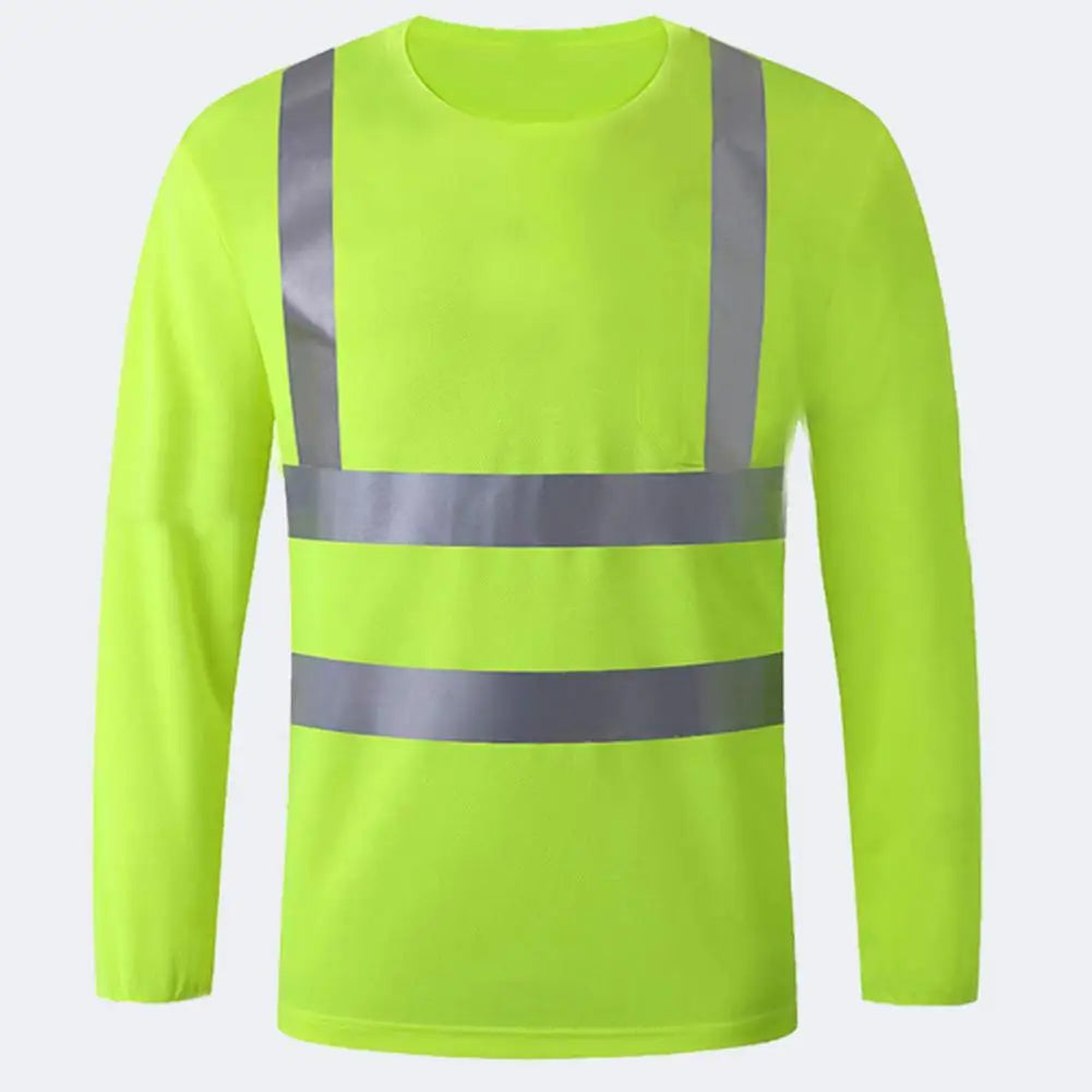 Reflective Safety T-Shirt 360 Degree Reflective Zones High Visibility Long Sleeves Outdoor Construction Worker Top for Night