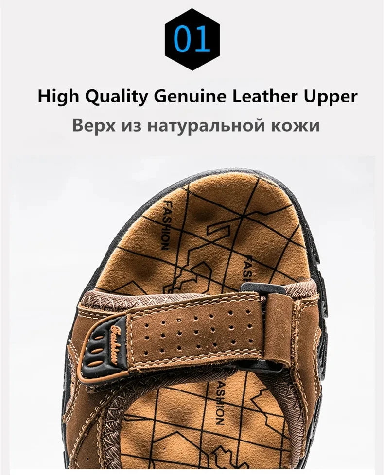 Hot Sale Summer Men's Sandals Outdoor Non-slip Men's Beach Sandals Handmade Genuine Leather Men's Shoes Fashion Men Sneakers