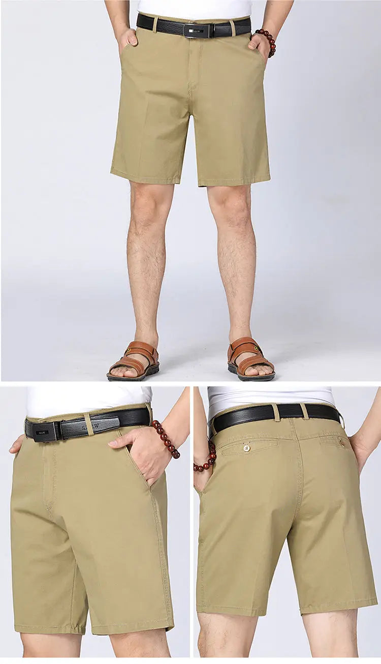 100% Cotton Shorts Men Knee Length Boardshorts Classic Brand Comfortable Clothing Beach Shorts Male Short Trousers