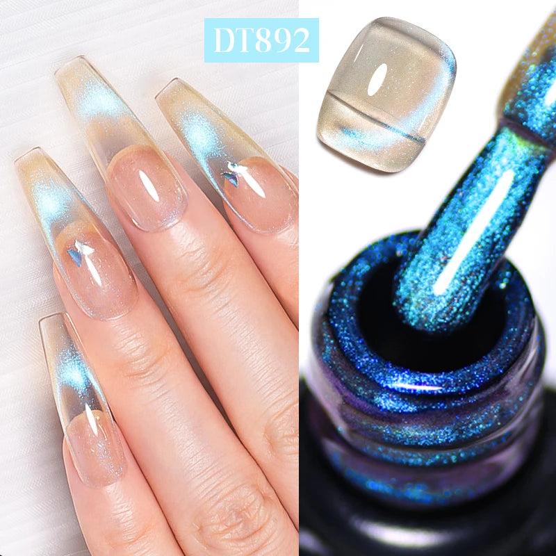 7ml Aurora Cat Magnetic Gel Nail Polish Blue Nails Sparkling Glitter Semi-Permanent Nail Art Soak Off UV Gel Varnish Manicure