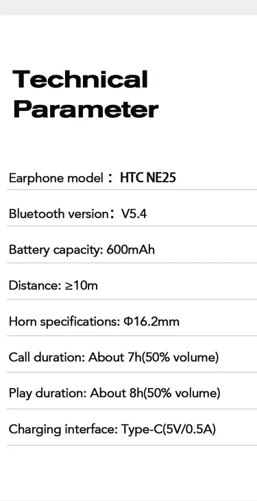 Headphones Bluetooth V6.0 HTC NE25 Ai Translator Wireless Earphones HD LCD Display Low latency Extremely Comfortable for Music