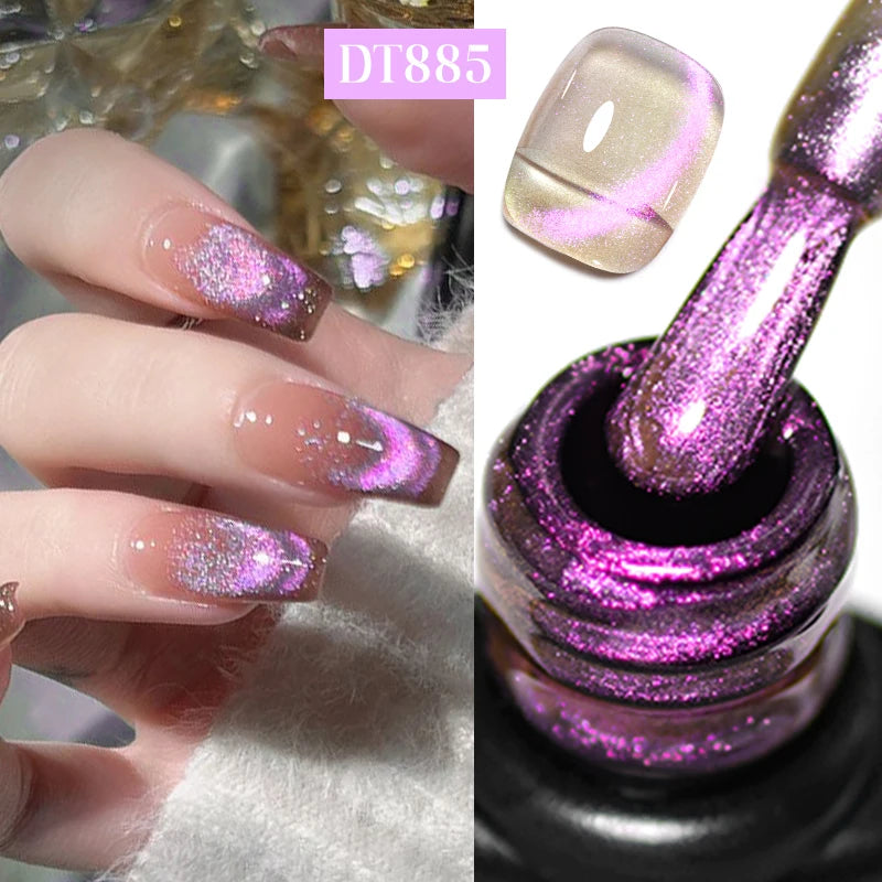 7ml Aurora Cat Magnetic Gel Nail Polish Blue Nails Sparkling Glitter Semi-Permanent Nail Art Soak Off UV Gel Varnish Manicure