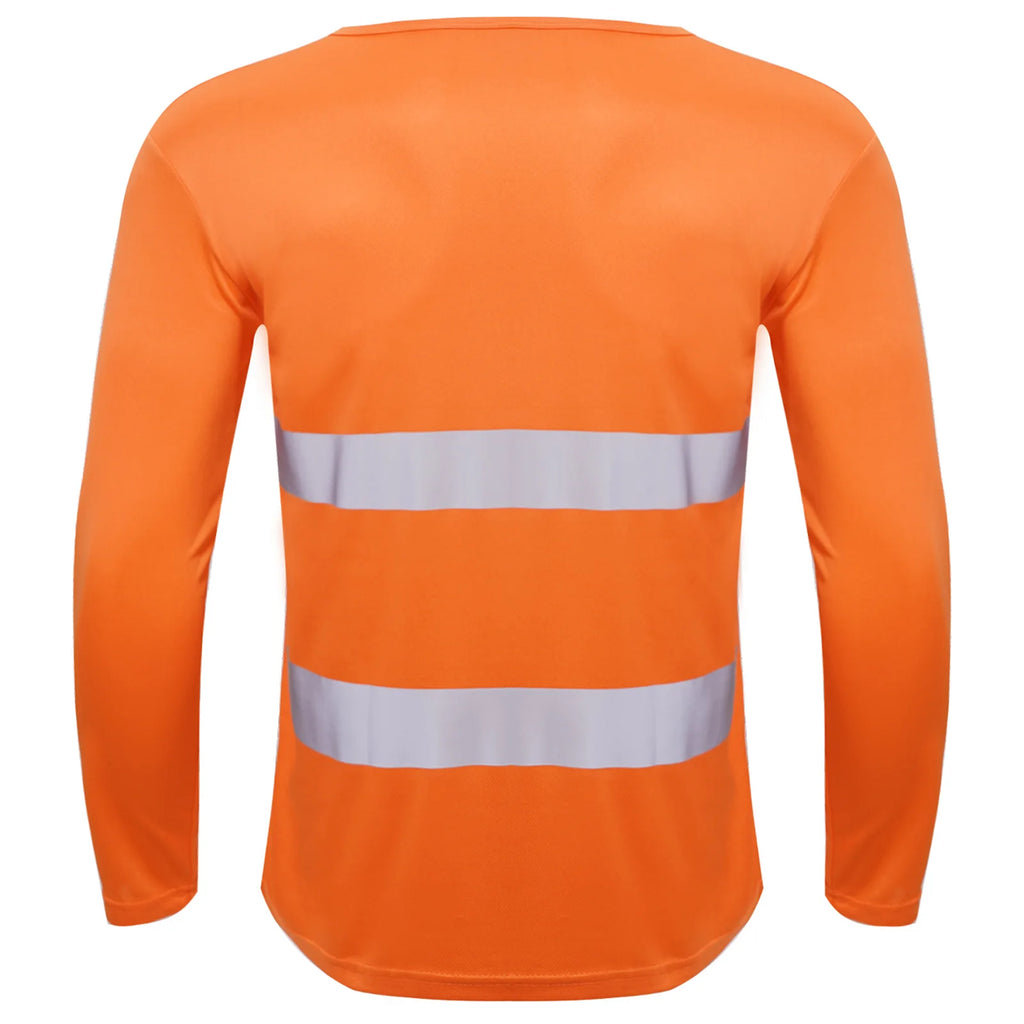 Mens T-shirt Moisture-Wicking Long Sleeves Reflective Safety Top for Volunteer Activities Social Service Cycling Workout Running