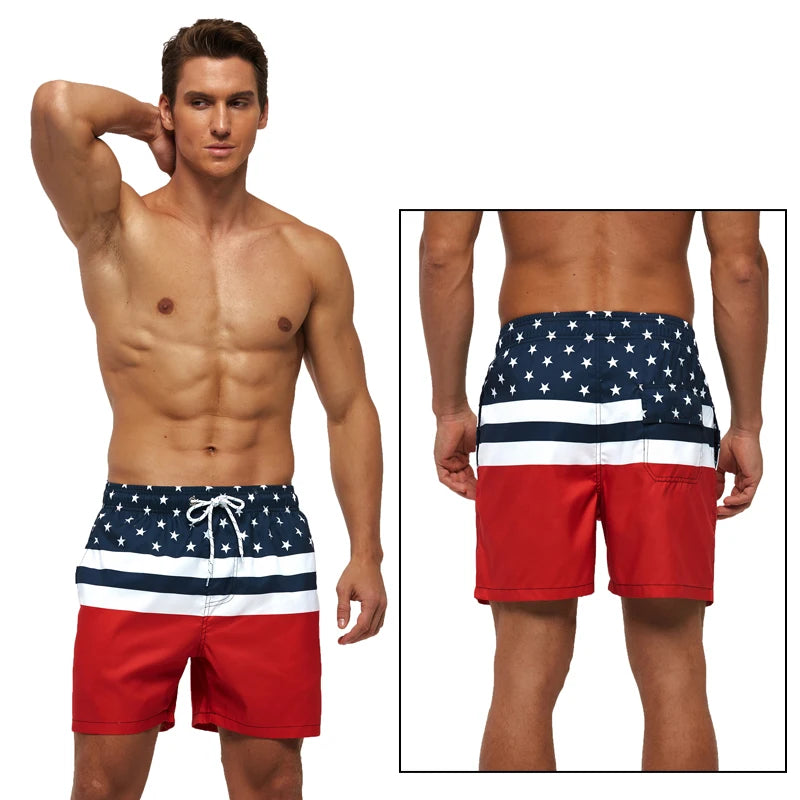 DATIFER Men's Beach Print Shorts – Summer Surfing Swimwear