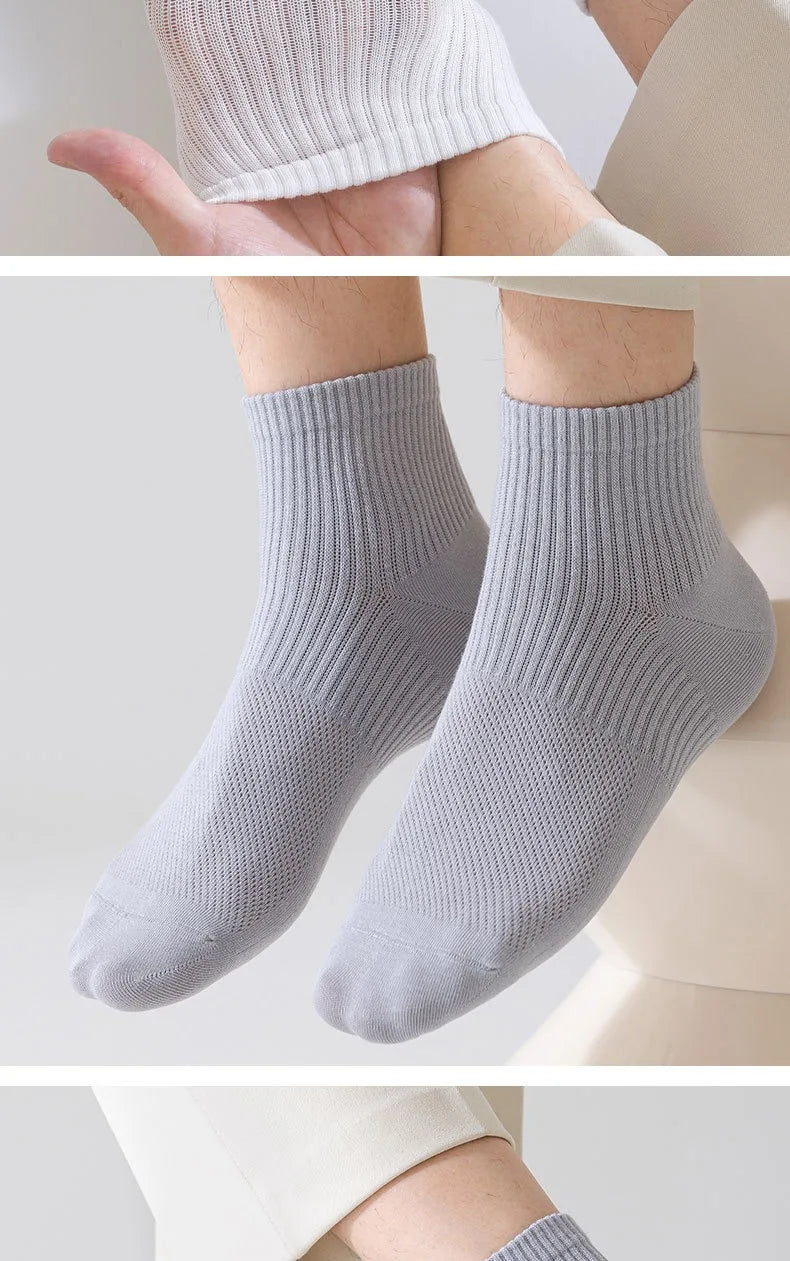 1/3 Pairs Men's Cotton Antibacterial No-Show Socks - Summer Thin Moisture-Wicking Breathable Sports Ankle Socks