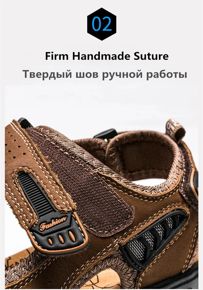 Hot Sale Summer Men's Sandals Outdoor Non-slip Men's Beach Sandals Handmade Genuine Leather Men's Shoes Fashion Men Sneakers