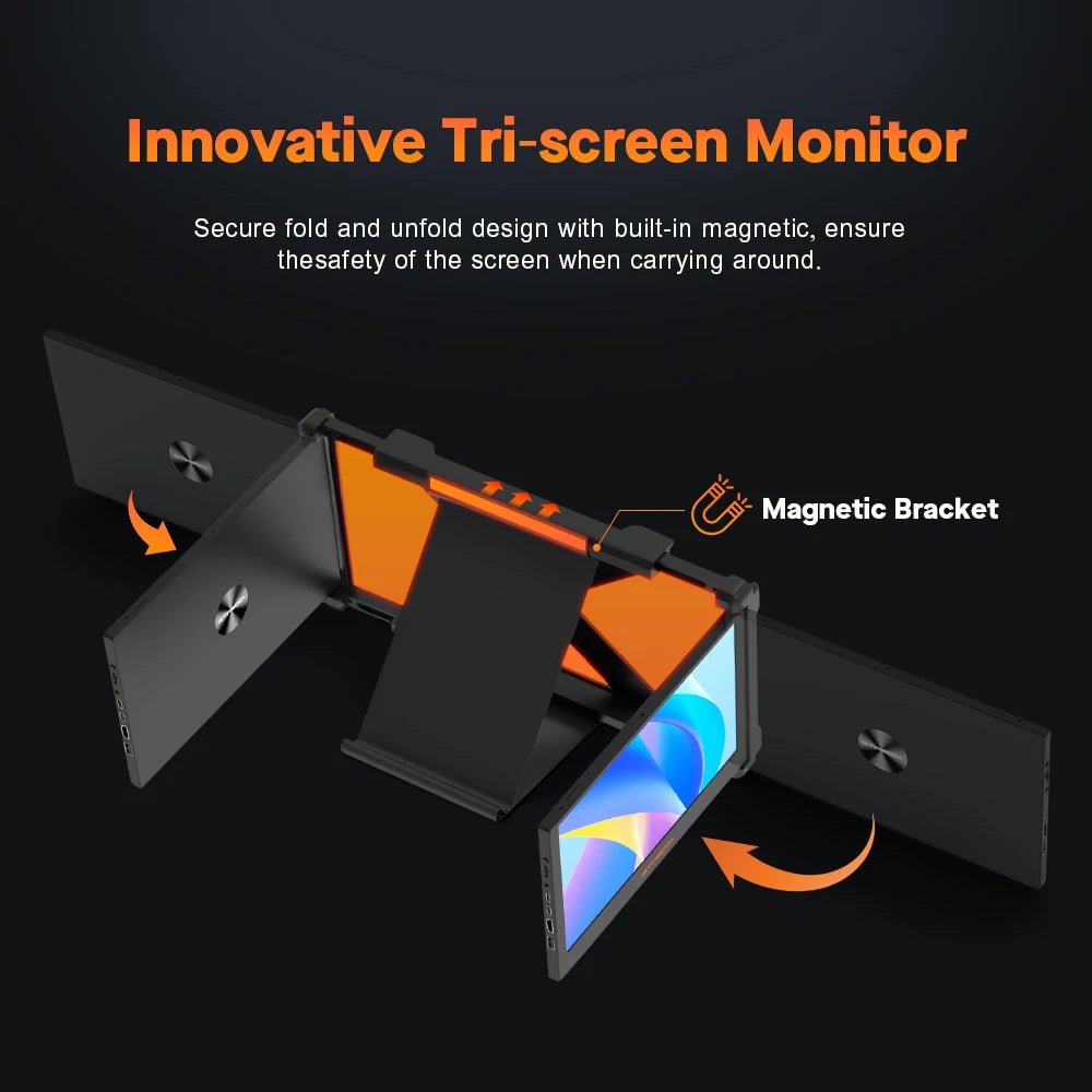 GTMEDIA MATE X 11.6 Inch Portable Monitor 1920*1080 IPS HD Triple Dual Extender Screen Full View Fold For 13.0-17.3 Inch Laptops