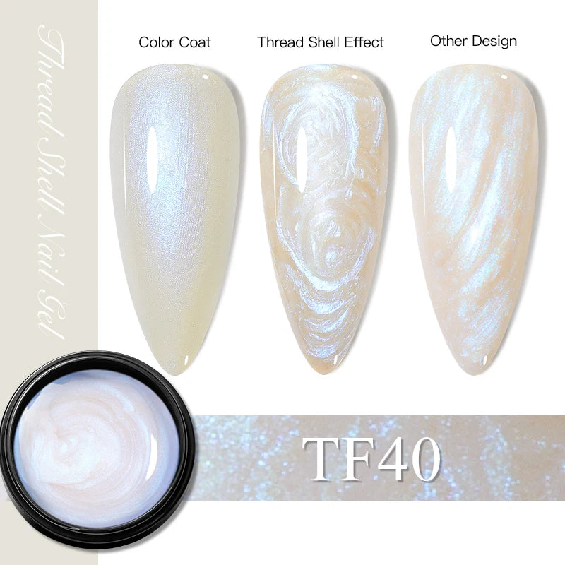 MEET ACROSS 8ml Pearl Shell Thread Gel Nail Polish 3D Semi Permanent Soak Off UV Gel Nail Art Varnish For Nails Manicure DIY