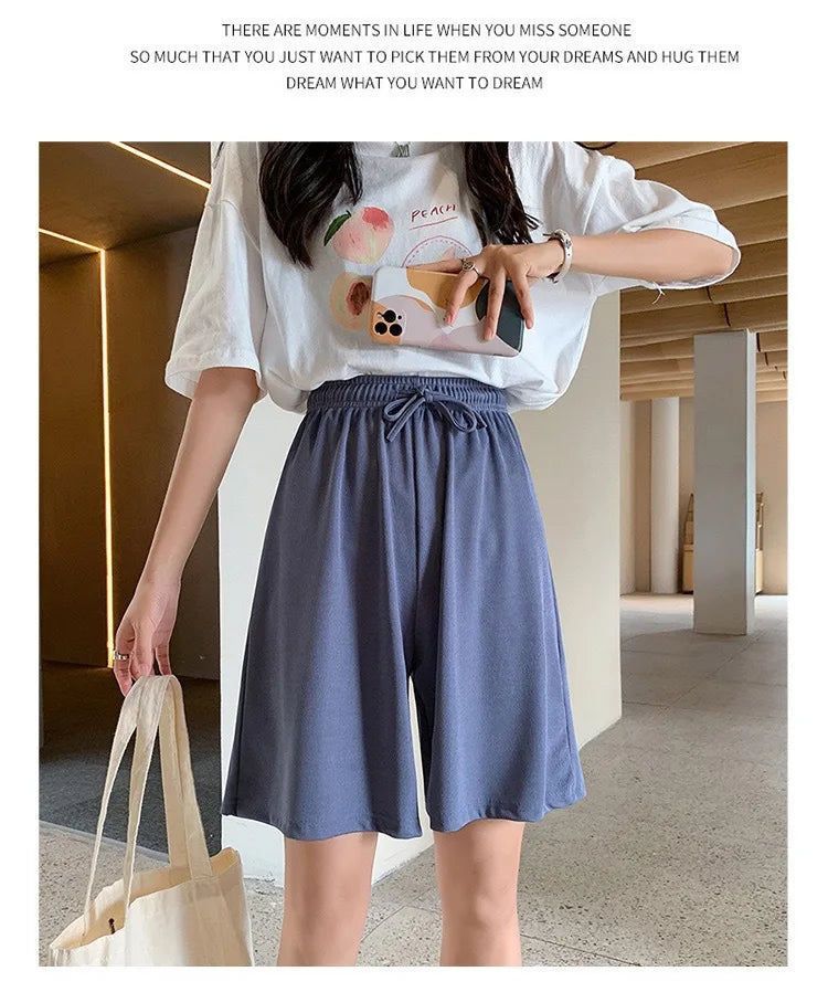 New Women Shorts Summer Casual Loose high waist loose shorts for girls Soft Cool female Outwear Sports shorts