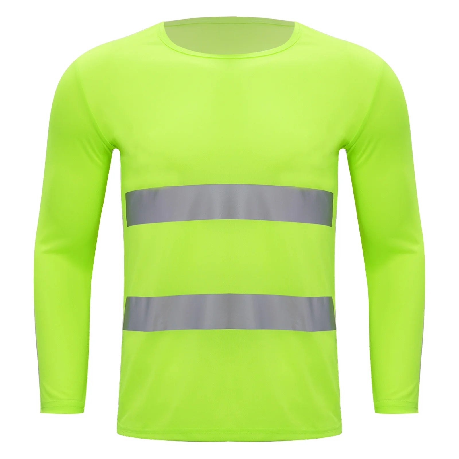 Mens T-shirt Moisture-Wicking Long Sleeves Reflective Safety Top for Volunteer Activities Social Service Cycling Workout Running