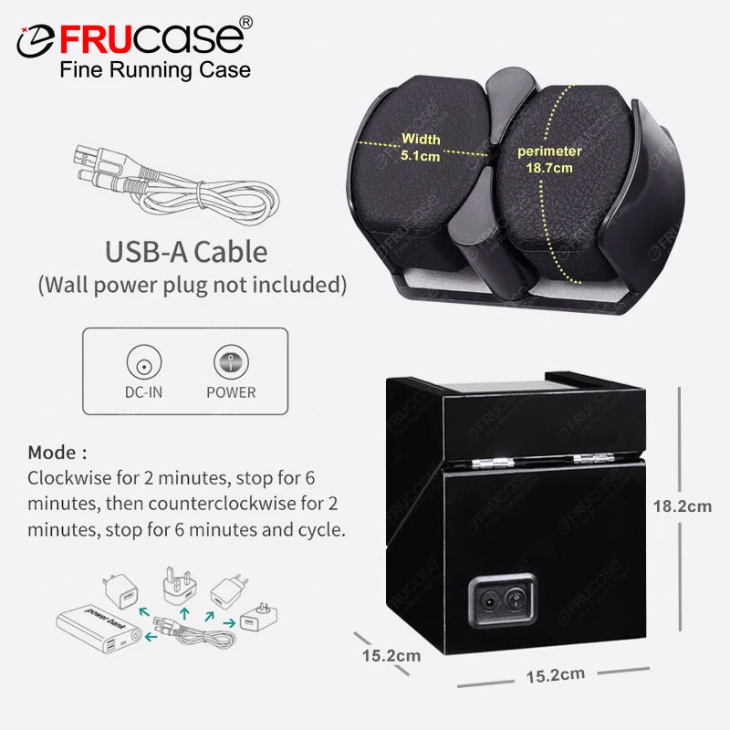 FRUCASE Double Watch Winder For Automatic Watches Watch Box USB Charging 2+0