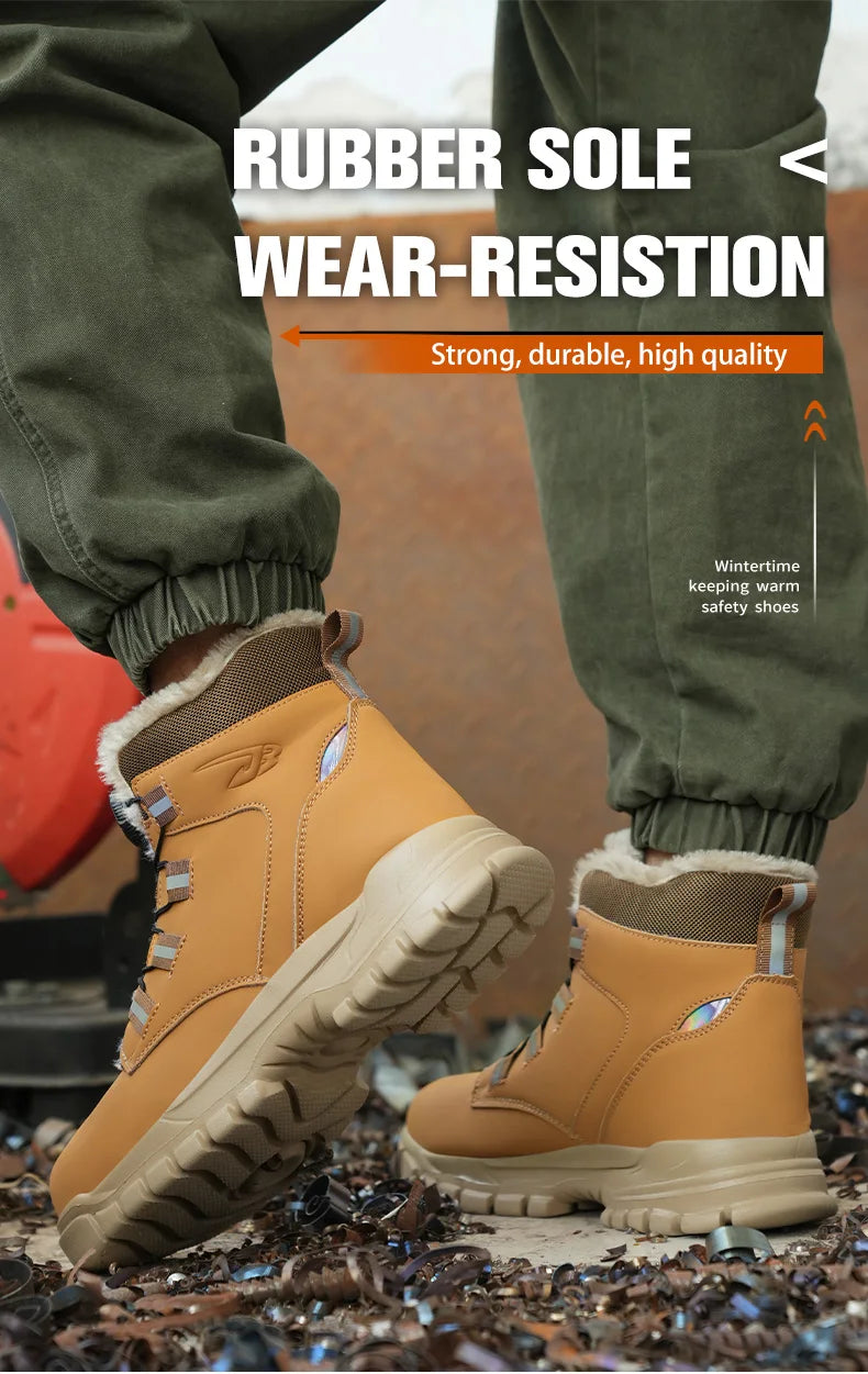comfortable safety shoes for men high waterproof work shoes non-slip safety boots rubber outsole working sneakers with metal toe