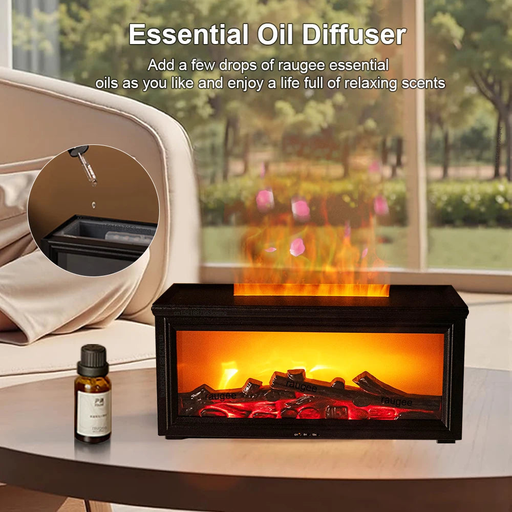 Aroma Air Humidifier Flame Fireplace Essential Oil Diffuser Desktop USB Cool Mist Maker Ultrasonic Aroma Diffuser with Remote