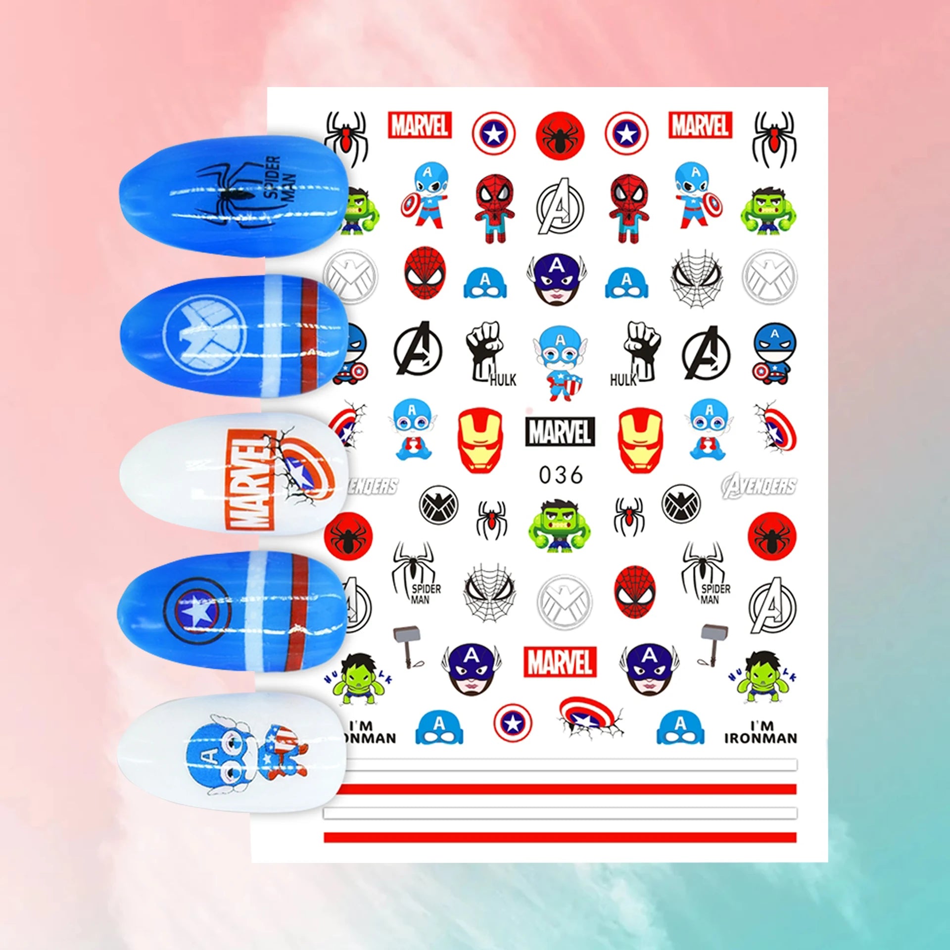 Disney Cartoon Adhesive Nail Stickers Nail Decorative Decals Nail Sliders Stitch Mickey 3D Stickers Press on Nails