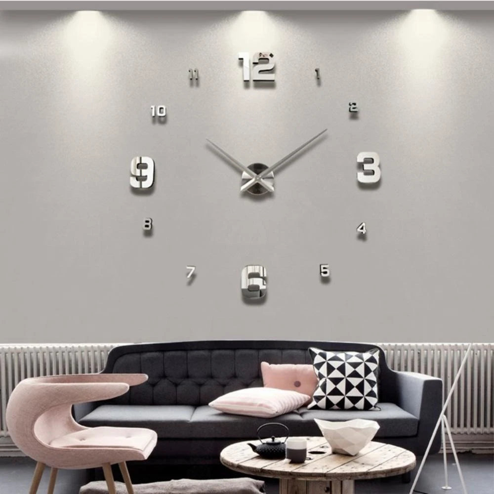 New Modern Design Large Wall Clock 3D DIY Quartz Clocks Fashion Watches Acrylic Mirror Stickers Living Room Home Decor Horloge