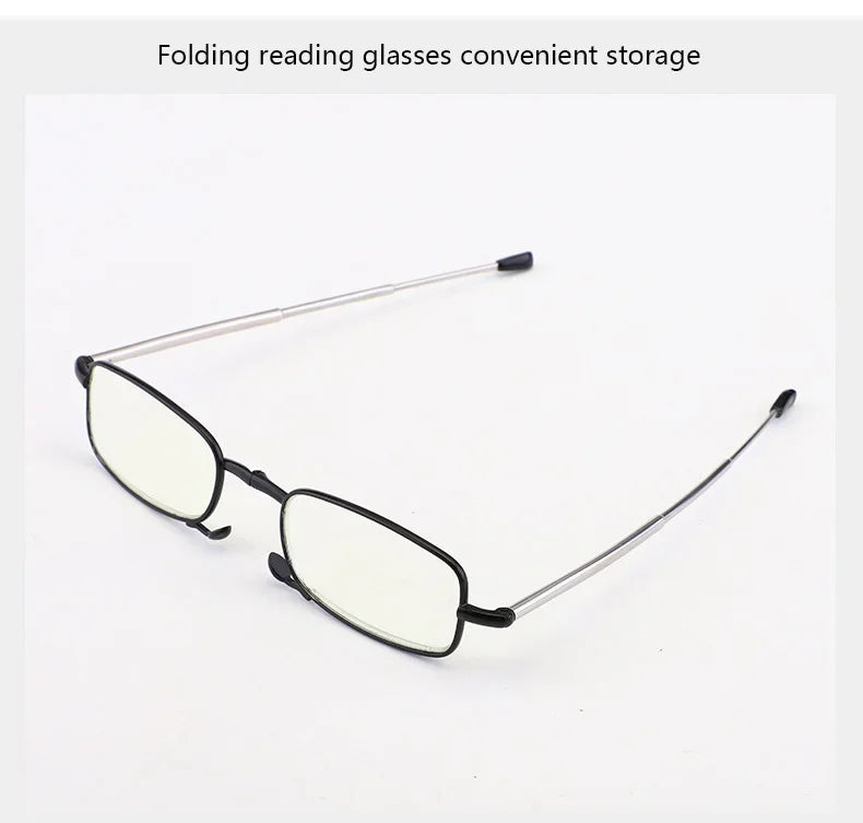 Titanium Alloy Folding Reading Glasses Foldable Presbyopia Men Women Ultra light Eyewear With Case Anti Blue Light 1.0 1.5 2.0