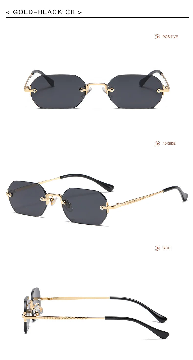 SHAUNA Gothic Rimless Sunglasses Retro Punk Gradient Shades UV400