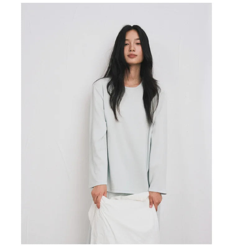 Autumn Winter Women Double-sided Brushed Pajamas T Shirt Pant Two Piece Set for home