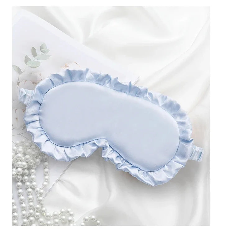 Silk Ruffle Sleep Eye Mask Soft Sleeping Eye Covers Multicolor Night Dream Blackout Eye Patches for Woman Man to Sleep Better