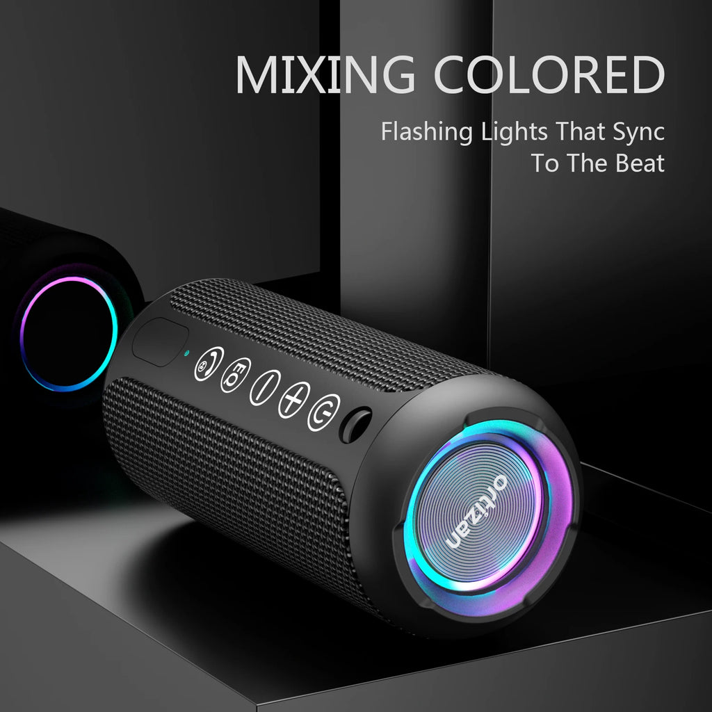 Ortizan X10 Bluetooth Speaker Enhanced Bass Portable Speaker with TF Card Slot 30H Playtime IPX7 Waterproof Speaker for Camping