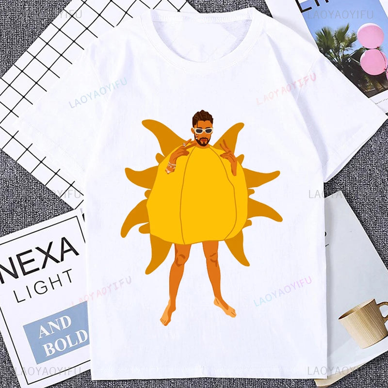 Music Album Bad Bunny Graphic Cute Printed Tshirt Casual Fashion Loose Harajuku Man T Shirt Summer Style Soft Y2k Women T-shirt
