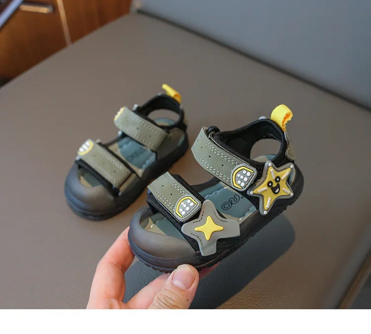 Children Summer Beach Sandals 2026 Super Cool Boys Artifical Leather Breathable Comfortable Flat Sandals Baby Soft Shoes H03272