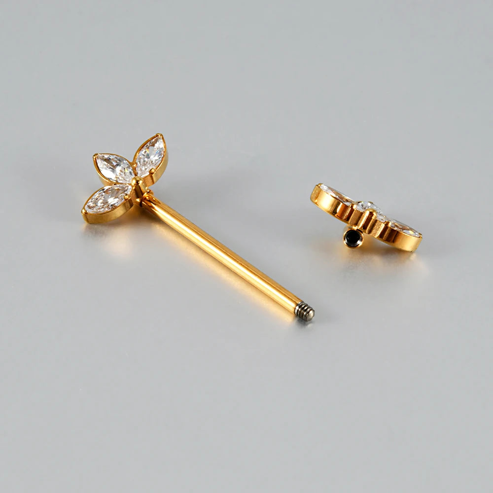 1/2PCS Heart Nipple Piercing Titanium CZ Crystal Sexy Leaf Nipple Shield Ring Nails Barbell Body Pierced Jewelry Chest Decor 16G