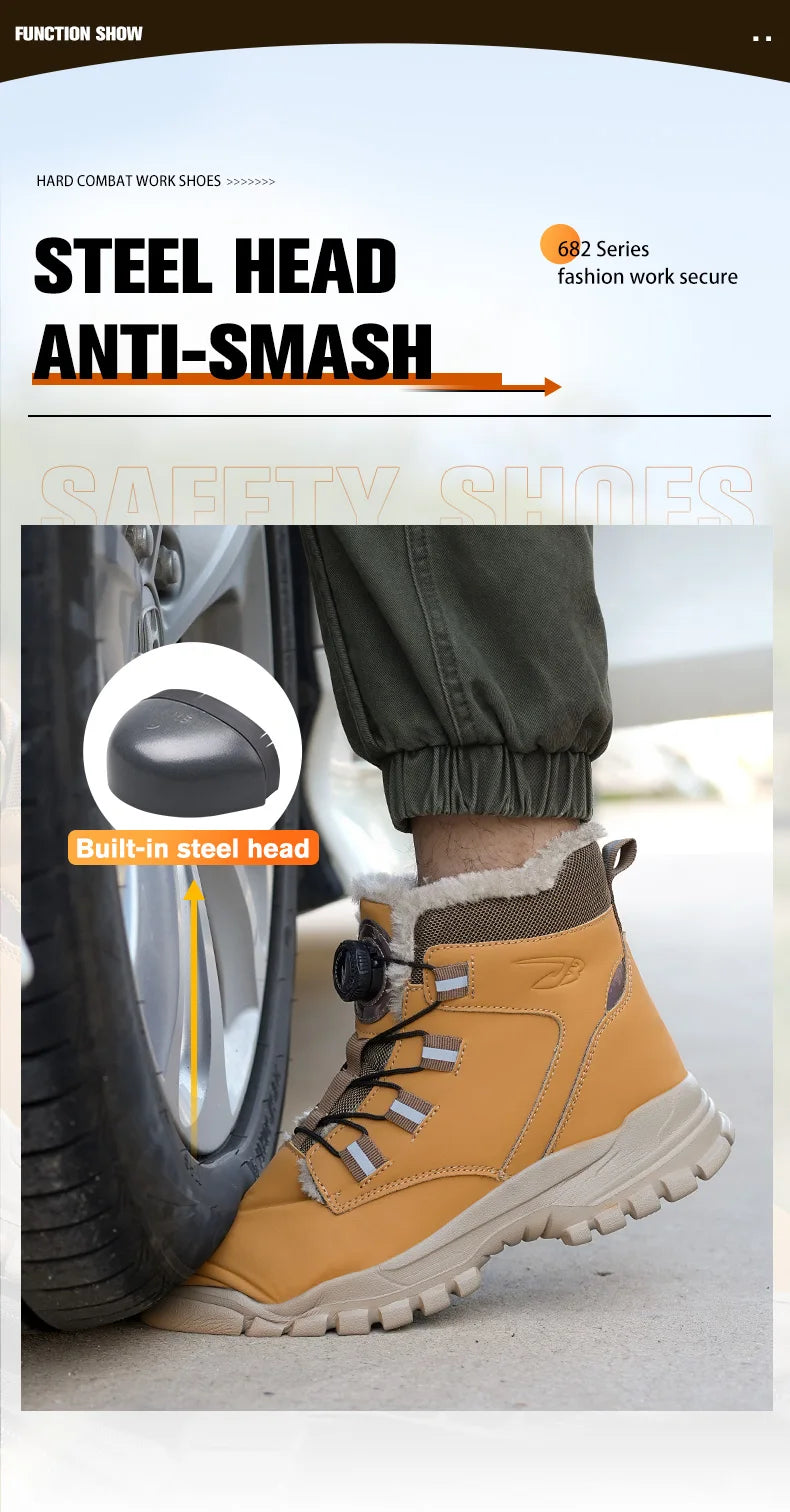 comfortable safety shoes for men high waterproof work shoes non-slip safety boots rubber outsole working sneakers with metal toe