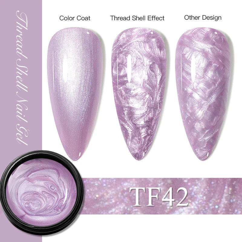 MEET ACROSS 8ml Pearl Shell Thread Gel Nail Polish 3D Semi Permanent Soak Off UV Gel Nail Art Varnish For Nails Manicure DIY