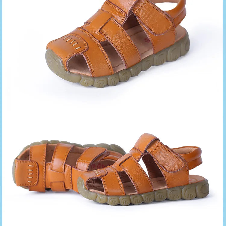 Summer Kids Shoes Boys Beach Sandals for Baby Boys Soft Leather Bottom Non-Slip Closed Toe Children Shoes ÑÐ°Ð½Ð´Ð°Ð»Ð¸ Ð´Ð»Ñ Ð¼Ð°Ð»ÑŒÑ‡Ð¸ÐºÐ°
