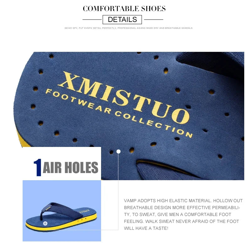 High quality Big Size Hot Sale Flip Flops Men Summer Beach Slippers Men Fashion Brand Breathable Casual Men Slippers Black Blue
