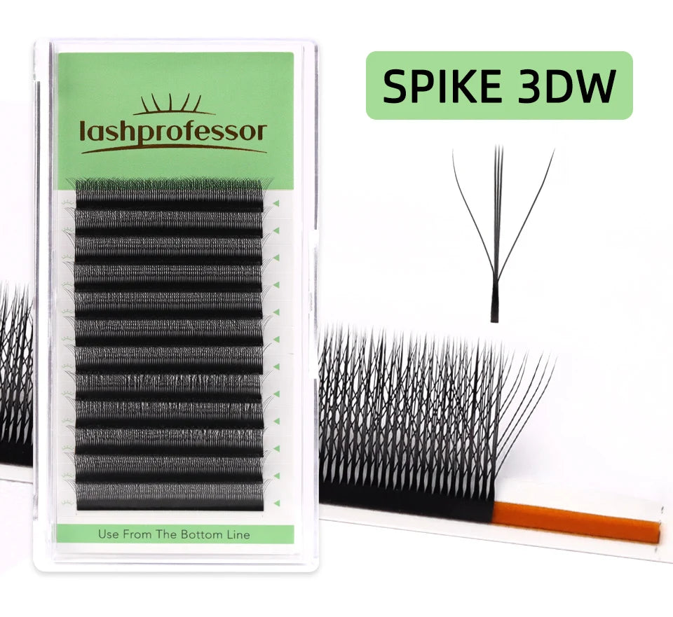 NEW Brown 4D W-Shaped Eyelashes Extension Premium Premade Volume Fan Eyelash Bloom Automatic Flowering Clover Makeup Fake Lashes