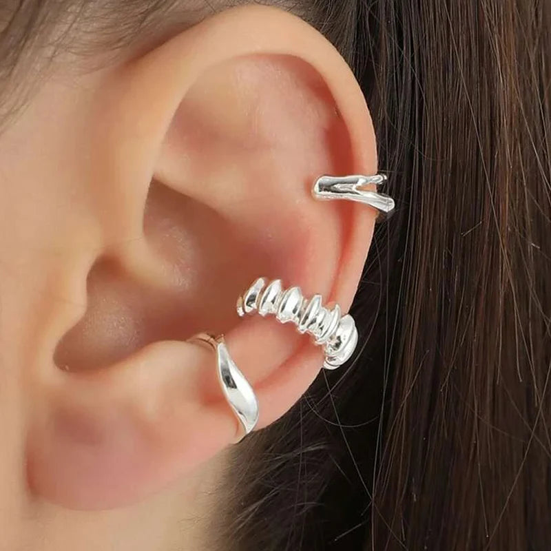 3 PCS Small Pearl Clip-On Earrings Shiny CZ Stone Classic Silver Gold-color Simple Style Daily Wear Party Jewelry For Woman