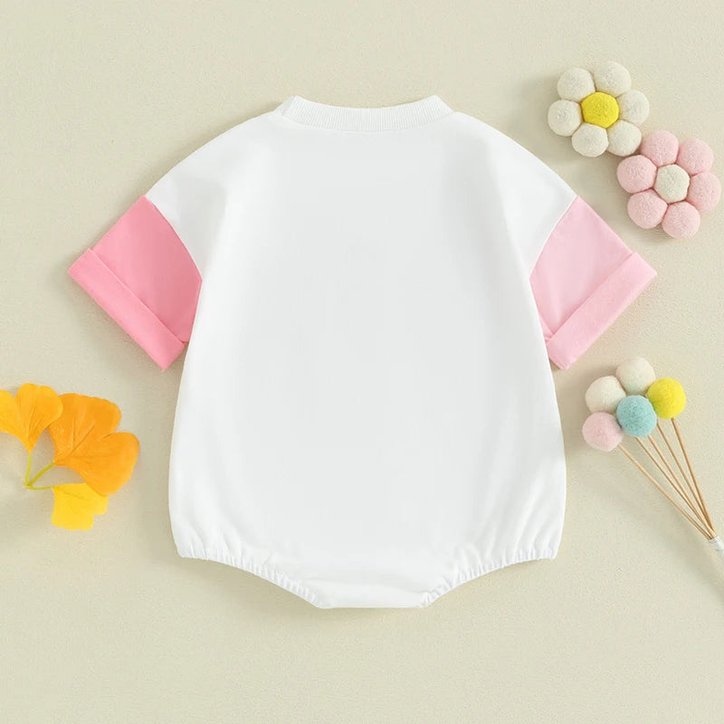 Baby Girl Summer Romper – Daddy's Girl Embroidery Short Sleeve Bodysuit Father Gift