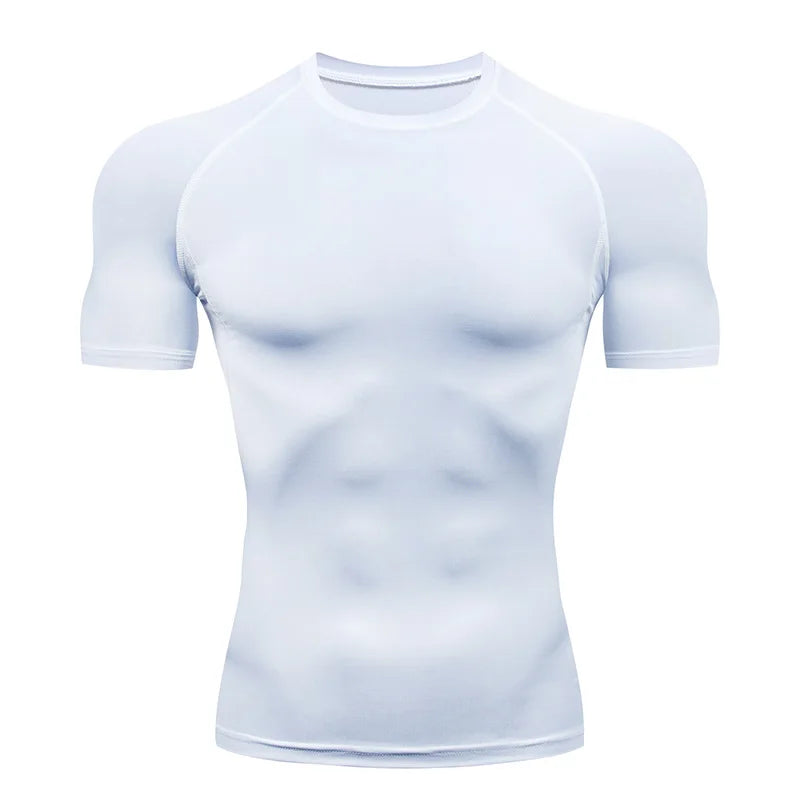 Men's Running Compression Shirts Short Sleeve Sport Gym Tees Fitness Quick Dry Sweatshirt Jogging Tracksuit Athletic Shirt Tops
