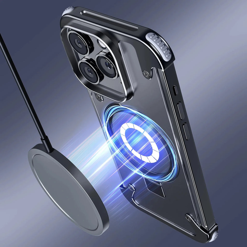 Eary for iPhone 13 Pro Phone Case with Magsafe Ring Kickstand Frameless Minimalist Bumper Shockproof Protector Phone Cover Shell