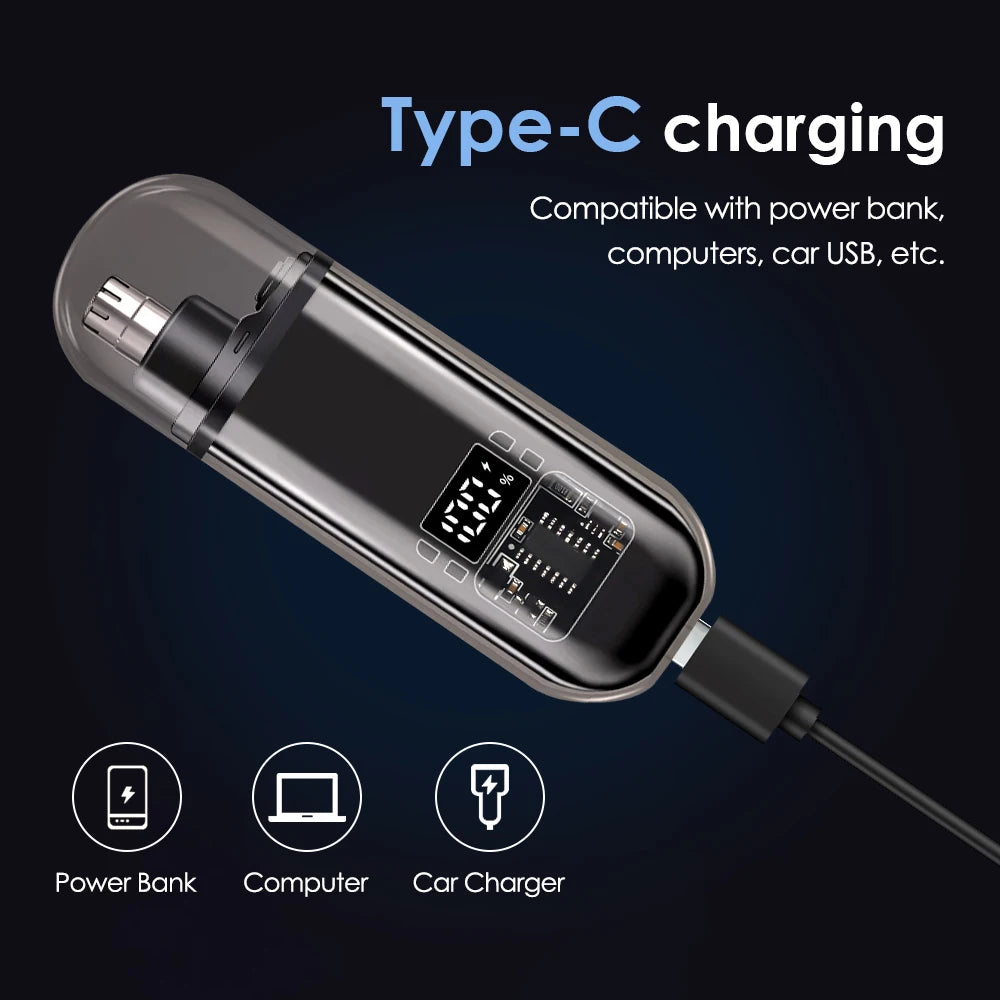 Rechargeable Nose Hair trimmer and Facial Hair remover for Men Nose Hair Shaver for nasal clearance - portable grooming tool for