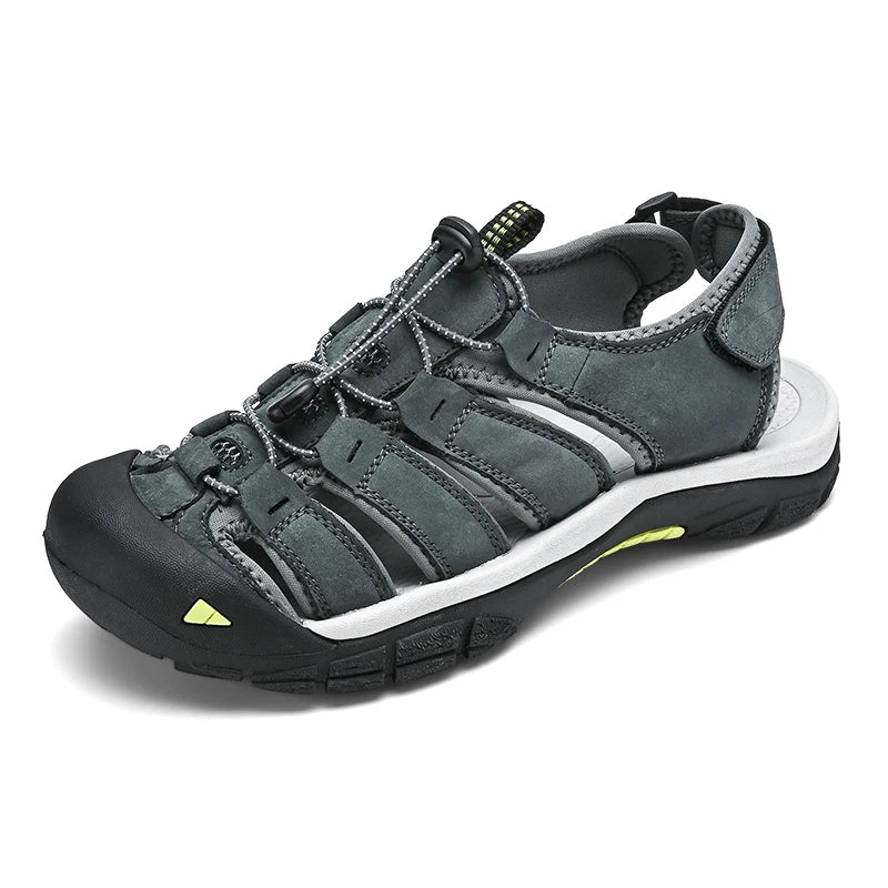 New Summer Genuine Leather Men Sandals Fashion Design Breathable Casual Shoes Men Soft Bottom Large Size Outdoor Beach Sandals