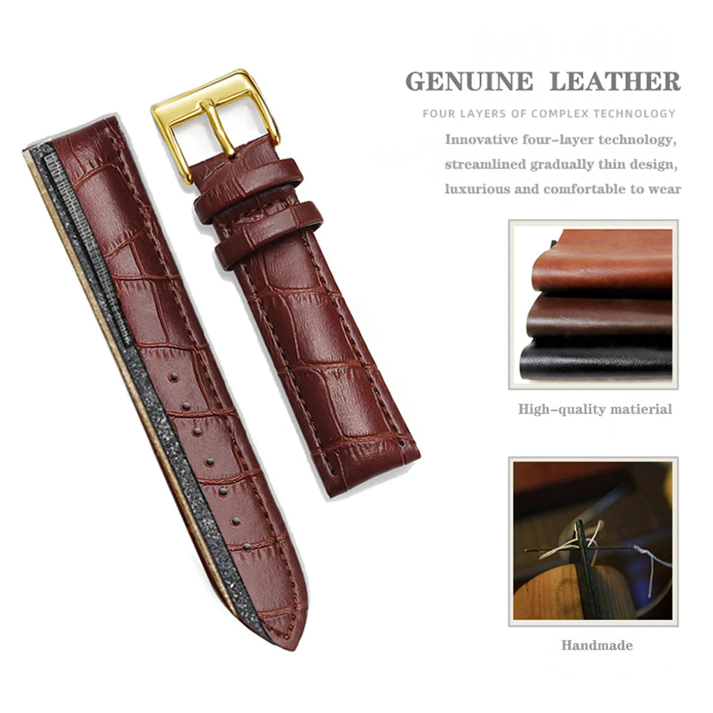 Premium Genuine Leather Watch Band – Multi-Size Wrist Strap