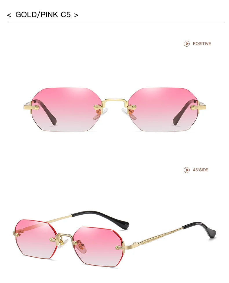 SHAUNA Gothic Rimless Sunglasses Retro Punk Gradient Shades UV400