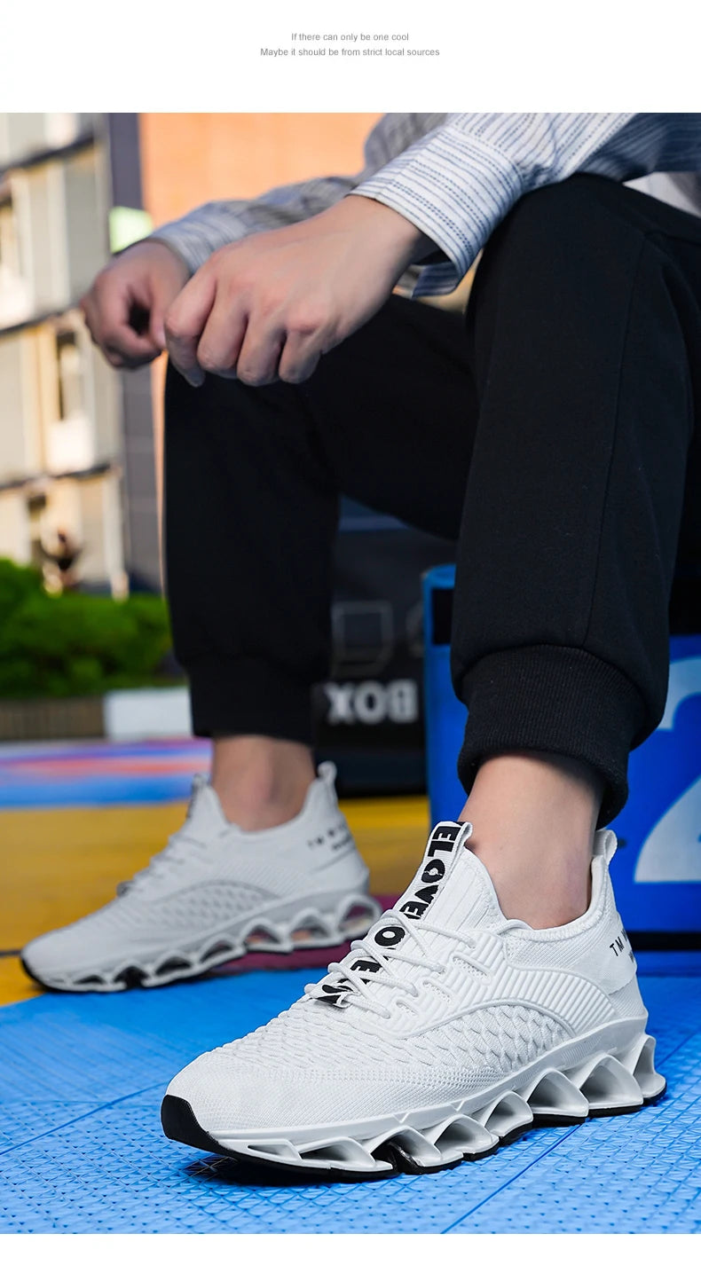 Men's Breathable Mesh Running Shoes Blade Sole Sneakers Lightweight Non-Slip Sports Shoes for Gym Walking Casual Wear
