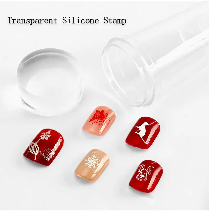Silicone Stamping Plates Kit French Manicure Design Plate Stamp Polish Stencil Template Seal Stamper Scraper Accessories Tools