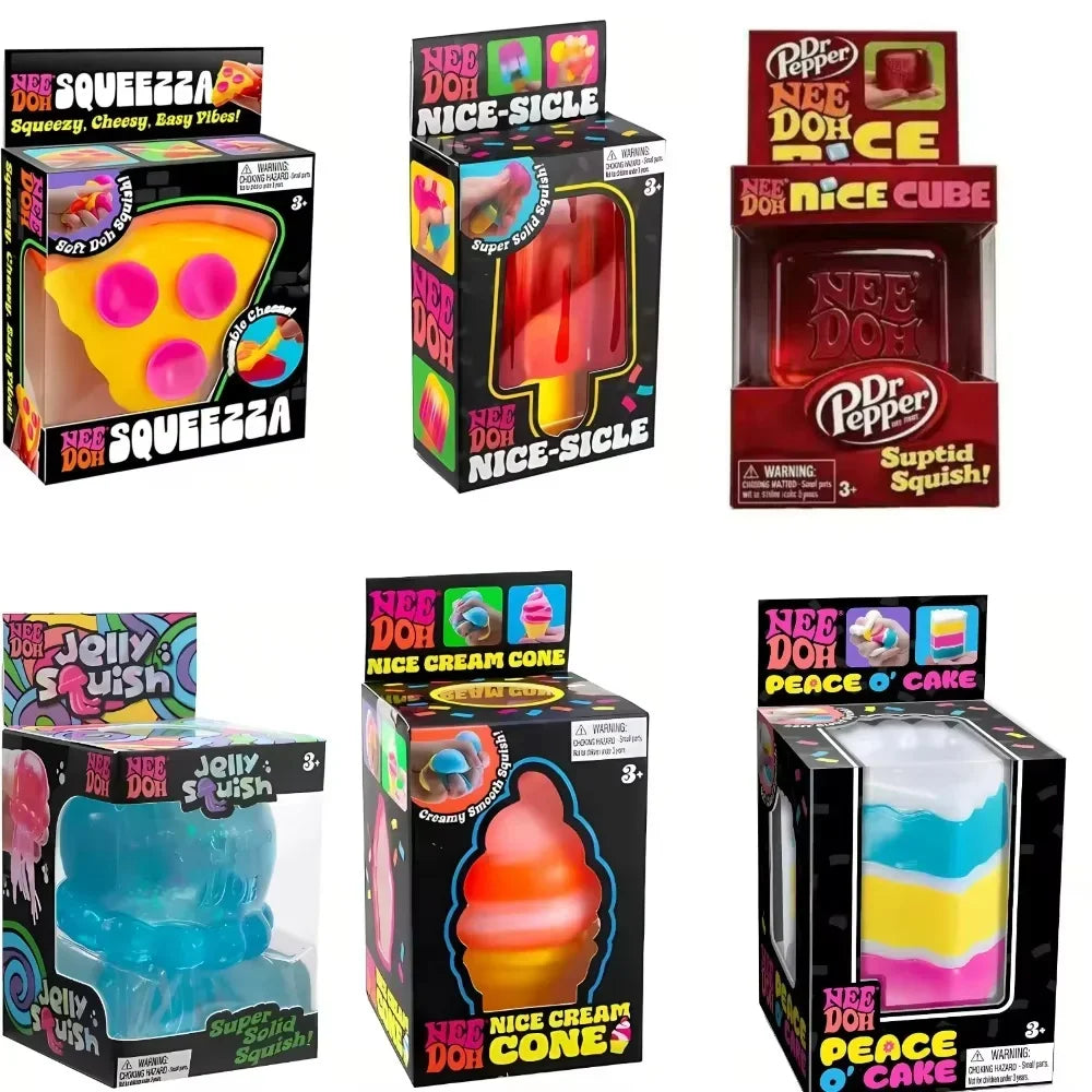 Schylling Needoh pizza Sensory Fidget Cube Stress Relief Squishy Cube Anti-Anxiety Squeeze Toy For Focus ADHD Population