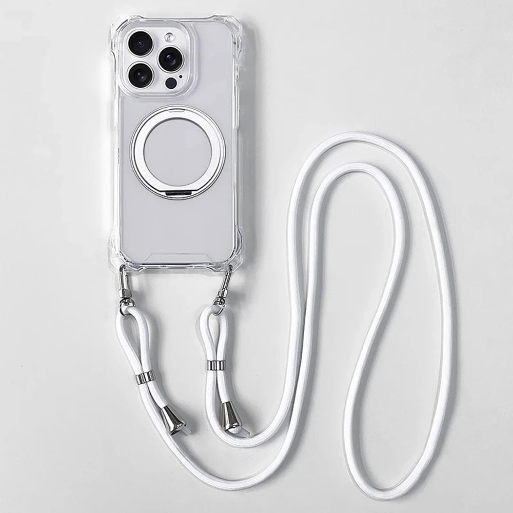 Crossbody Lanyard Strap Holder Phone Case For iphone 17 Air 16 15 14 Plus 13 12 11 Pro Max 16E For Magsafe Magnetic Stand Cover