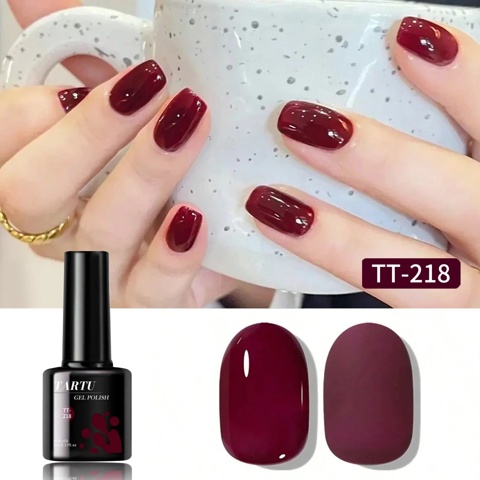 TARTU 8ml Gel Nail Polish Rose Pink Red Gray Burgundy Nails Art Soak Off UV/LED Manicure Semi Permanent gel polish