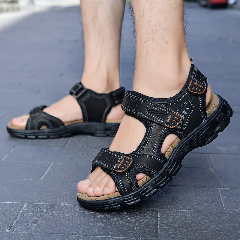 Hot Sale Summer Men's Sandals Outdoor Non-slip Men's Beach Sandals Handmade Genuine Leather Men's Shoes Fashion Men Sneakers