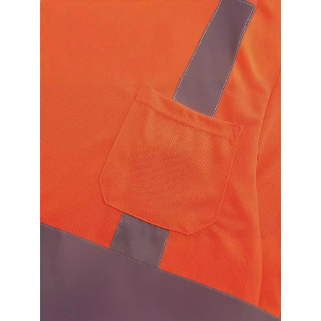 High Visibility Long Sleeve Round Neck T-shirt Reflective Workwear For Engineering Wharf Moisture Wicking Casual Men Top