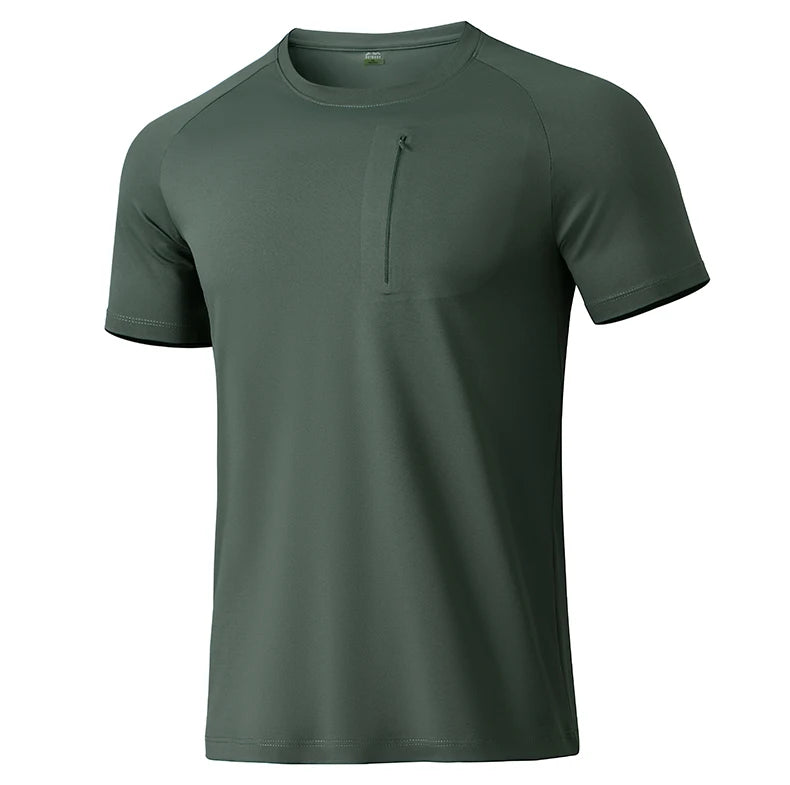 EUMERGX Hiking Short Sleeve T-Shirt For Men Outdoor Quick Dry Functional Cool T-Shirt Camping Climbing Trekking Short Sleeve Tee